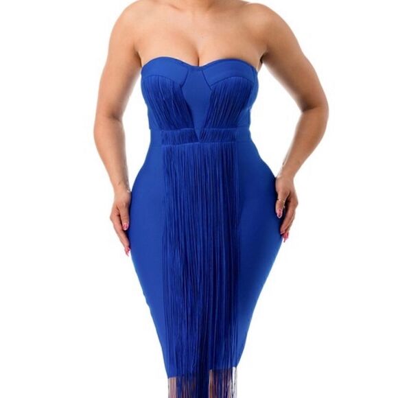 NWT Women’s Formal/ Party/ Bodycon/Strapless Blue Dress - Picture 10 of 16